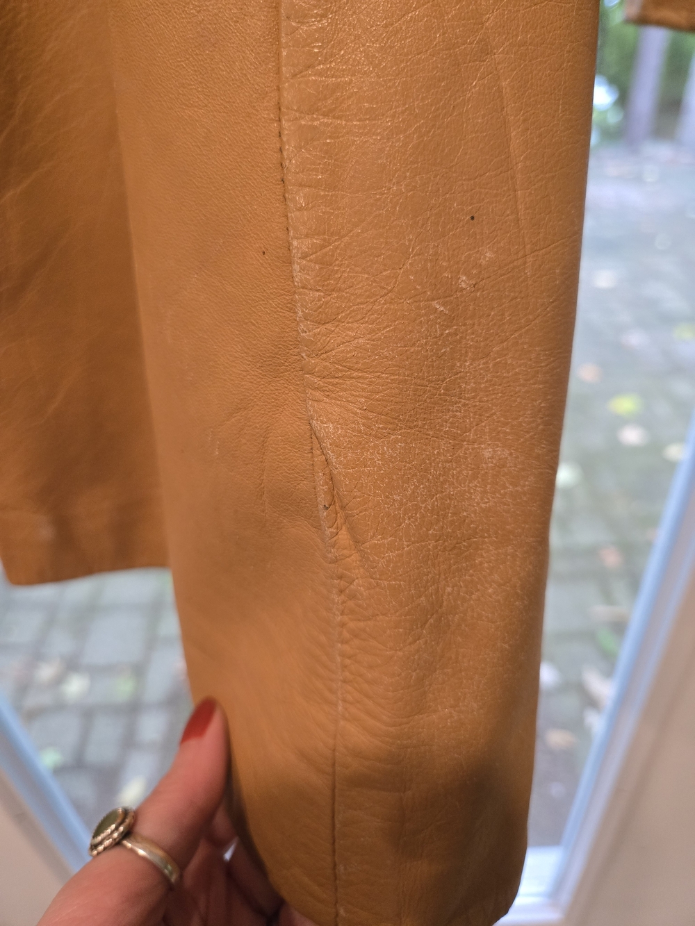 Vintage 1970s Genuine Leather Trench Coat Removable Shearling Collar Belted Boho - Picture 9 of 14